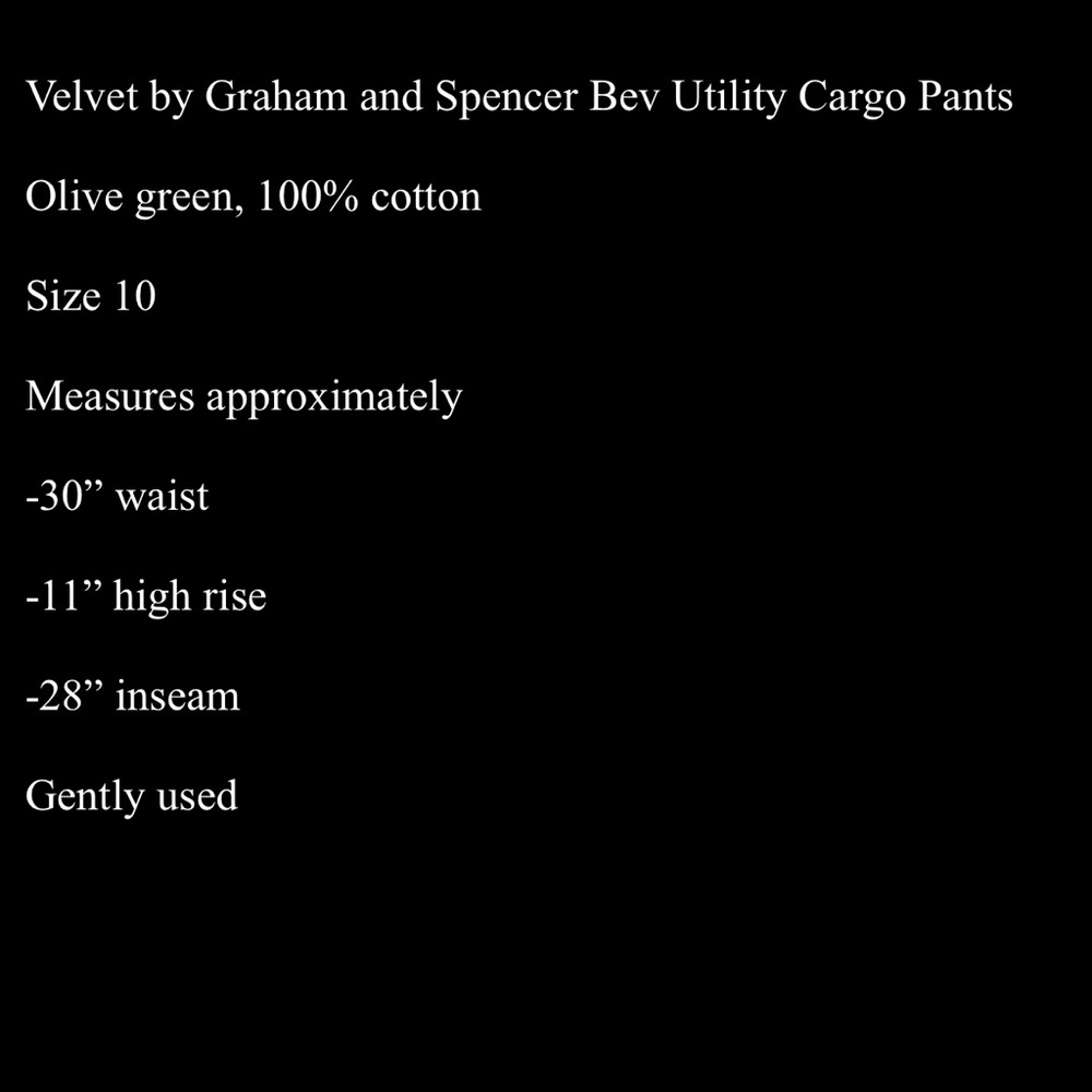 Velvet by Graham & Spencer Bev Olive Green Cargo Pant - 10 - Picture 8 of 8